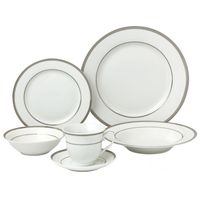 24 Piece Silver Porcelain Dinnerware Service for 4-Ashley