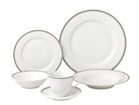 24 Piece Silver Porcelain Dinnerware Service for 4-Alyssa
