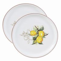 Lorren Home Trends 2 Piece Round 12&quot; Pizza-Serving Platters, Lemon Design