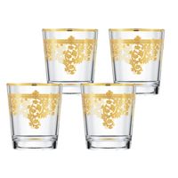 Set of 4 Embellished 24K Gold Crystal Double Old Fashion-Made In Italy