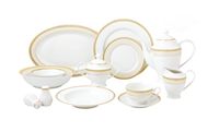 57 Piece Gold Mix and Match Dinnerware Set-New Bone China Service for 8 People