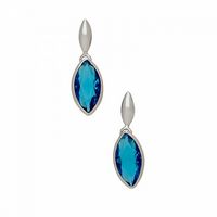 Silver Marquise Shape Blue Topaz Color CZ Earrings