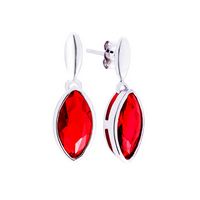 Silver Marquise Shape Ruby Color CZs Earrings