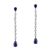 Silver Long Post Earrings with Tanzanite CZ