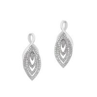 Silver Triple Marquise Shape Bands with CZs Earrings