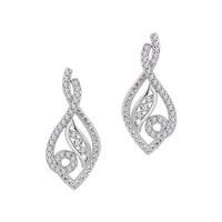 Silver CZs Marquise Loop with CZ Banner Post Earrings