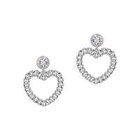 Silver Chain Link Heart with CZs Post Earrings