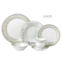 24 Piece Silver Border Porcelain Dinnerware Set-Service for 4-Olympia-Mix and Match