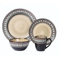 Lorren Home Trends 16 Piece Glazed Dinnerware Neutral (Service for 4)