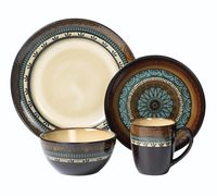 Lorren Home Trends 16 Piece Glazed Dinnerware Mosaic  (Service for 4)