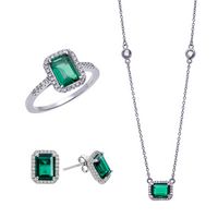 May Set with Large Emerald Spinel Earrings, Ring and Necklace