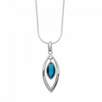 Silver Marquise Shape Blue Topaz Color CZ Pendant