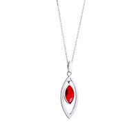 Silver Marquise Shape Ruby Color CZs Pendant