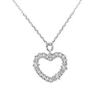 Silver Chain Link Heart with CZs Pendant