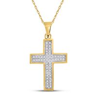 10kt Yellow Gold Womens Round Diamond Cross Pendant 1/6 Cttw