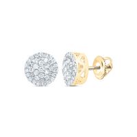 10kt Yellow Gold Womens Round Diamond Circle Cluster Earrings 3/8 Cttw