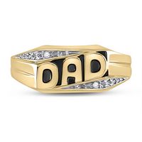 10kt Yellow Gold Mens Round Diamond Dad Father Ring .01 Cttw