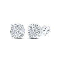 10kt White Gold Womens Round Diamond Circle Cluster Stud Earrings 1/4 Cttw