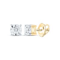 10kt Yellow Gold Womens Round Diamond Solitaire Stud Earrings 1/10 Cttw