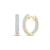 10kt Yellow Gold Womens Round Diamond Hoop Earrings 1/5 Cttw