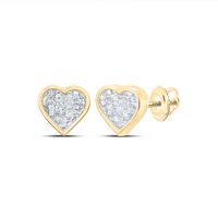 10kt Yellow Gold Womens Princess Diamond Heart Earrings 1/3 Cttw