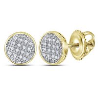 10kt Yellow Gold Mens Round Diamond Circle Cluster Stud Earrings 1/12 Cttw