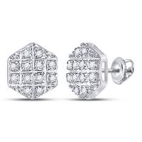 1/10 CT-DIA P3 MICRO-PAVE HEXAGON EARRING