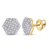1/6 CT-DIA P3 MICRO-PAVE HEXAGON EARRING
