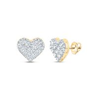 1/10CT-DIA P3 MICRO-PAVE HEART EARRING