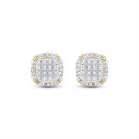 1/5CT-DIA P3 MICRO-PAVE CUSHION MENS EARRING