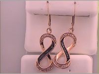 10kt Rose Gold Womens Brown Diamond Infinity Dangle Earrings 1/5 Cttw