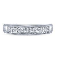 10kt White Gold Womens Round Diamond Double Row Band Ring 1/10 Cttw