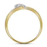 10kt Yellow Gold Womens Round Diamond Heart Ring 1/20 Cttw