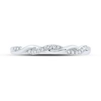 10kt White Gold Womens Round Diamond Stackable Band Ring 1/10 Cttw