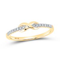 10kt Yellow Gold Womens Round Diamond Infinity Knot Stackable Ring 1/10 Cttw