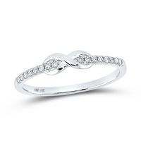 10kt White Gold Womens Round Diamond Infinity Knot Stackable Ring 1/10 Cttw