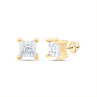 10kt Yellow Gold Womens Round Diamond Miracle Stud Earrings 1/20 Cttw