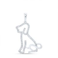 10kt White Gold Womens Round Diamond Animal Dog Puppy Pendant 1/5 Cttw