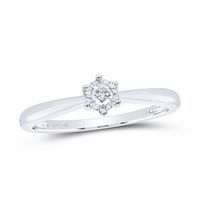 10kt White Gold Womens Round Diamond Solitaire Bridal Wedding Engagement Ring 1/12 Cttw