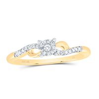 10kt Yellow Gold Womens Round Diamond Cluster Promise Bridal Ring 1/10 Cttw