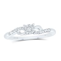 10kt White Gold Womens Round Diamond Cluster Promise Bridal Ring 1/10 Cttw