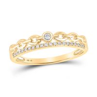 10kt Yellow Gold Womens Round Diamond Rolo Link Stackable Band Ring 1/12 Cttw