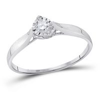 10kt White Gold Womens Round Diamond Solitaire Promise Bridal Ring 1/12 Cttw