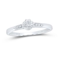 10kt White Gold Womens Round Diamond Solitaire Bridal Wedding Engagement Ring 1/20 Cttw