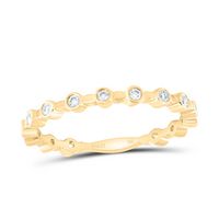 10kt Yellow Gold Womens Round Diamond Modern Stackable Band Ring 1/10 Cttw