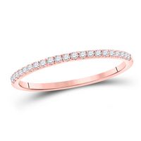 10kt Rose Gold Womens Round Diamond Timeless Stackable Band Ring 1/6 Cttw