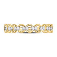 10kt Yellow Gold Womens Round Diamond Link Stackable Band Ring 1/8 Cttw