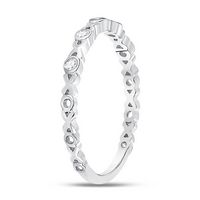 10kt White Gold Womens Round Diamond XOXO Love Stackable Band Ring 1/12 Cttw