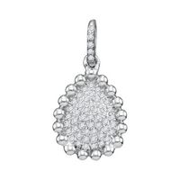 10kt White Gold Womens Round Diamond Cluster Teardrop Pendant 1/12 Cttw