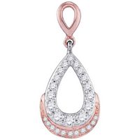10kt Two-tone Gold Womens Round Diamond Teardrop Pendant 1/3 Cttw